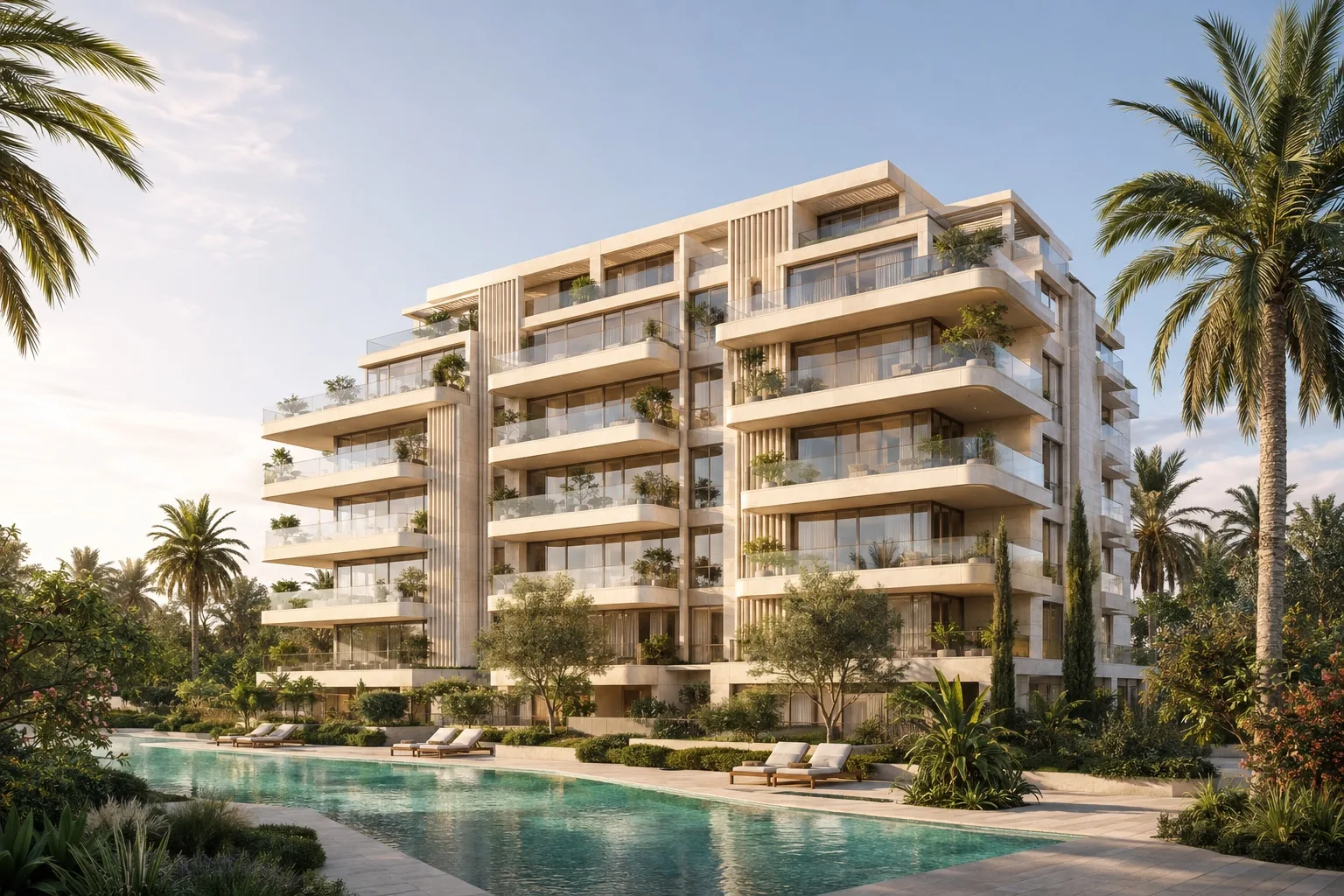 Architectural render of the fictional Solara Residences